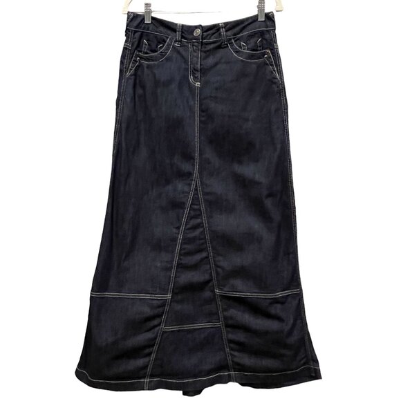 Benetton Paneled Denim Maxi Skirt, Blue 42 (12) - Picture 8 of 9